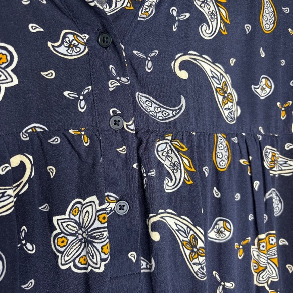 LOFT Womens Navy Long Sleeve Patterned Blouse Size Large - Picture 5 of 5